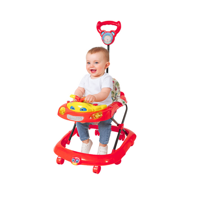 .Keppz Baby Walker with Steering Wheel, Music & Push Handle  Fun Car-Themed Learning Walker (Red). - Keppz