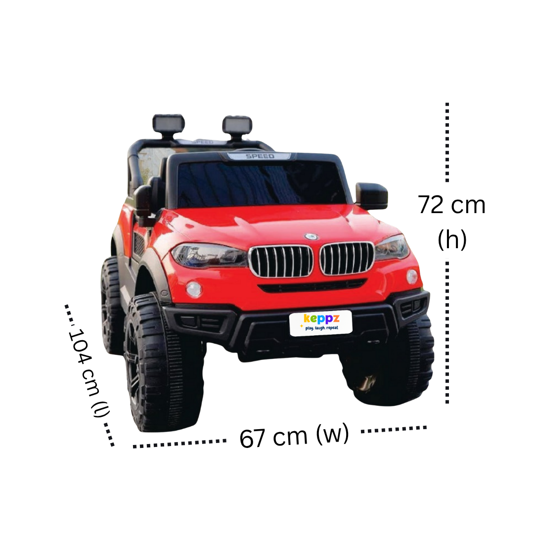 Keppz Battery Operated Ride-On SUV Jeep for Kids with Music, Lights, Remote Control.
