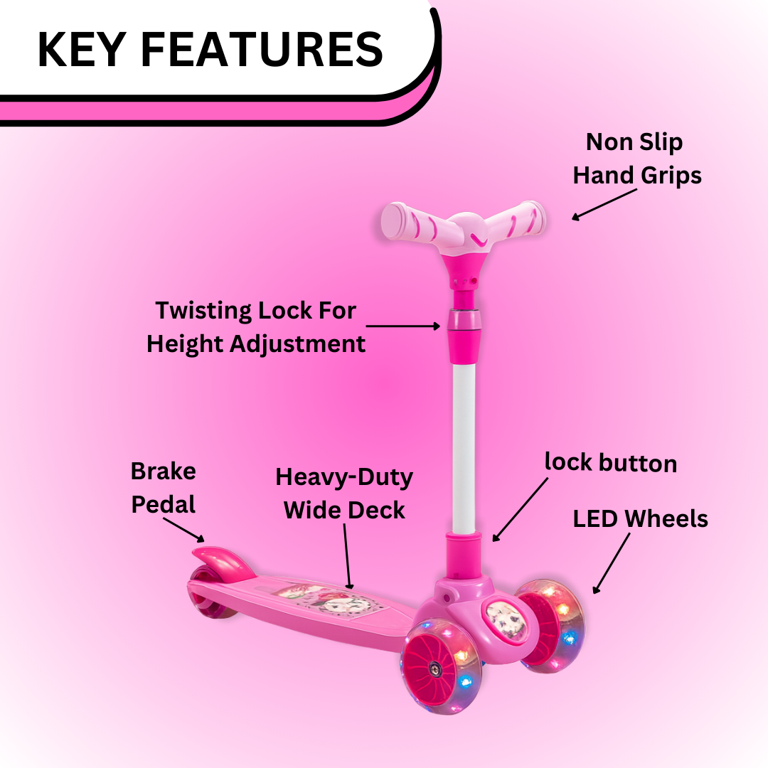 Keppz 3-Wheel Kick Scooter for Kids with Adjustable Handle & LED Wheels. - Keppz
