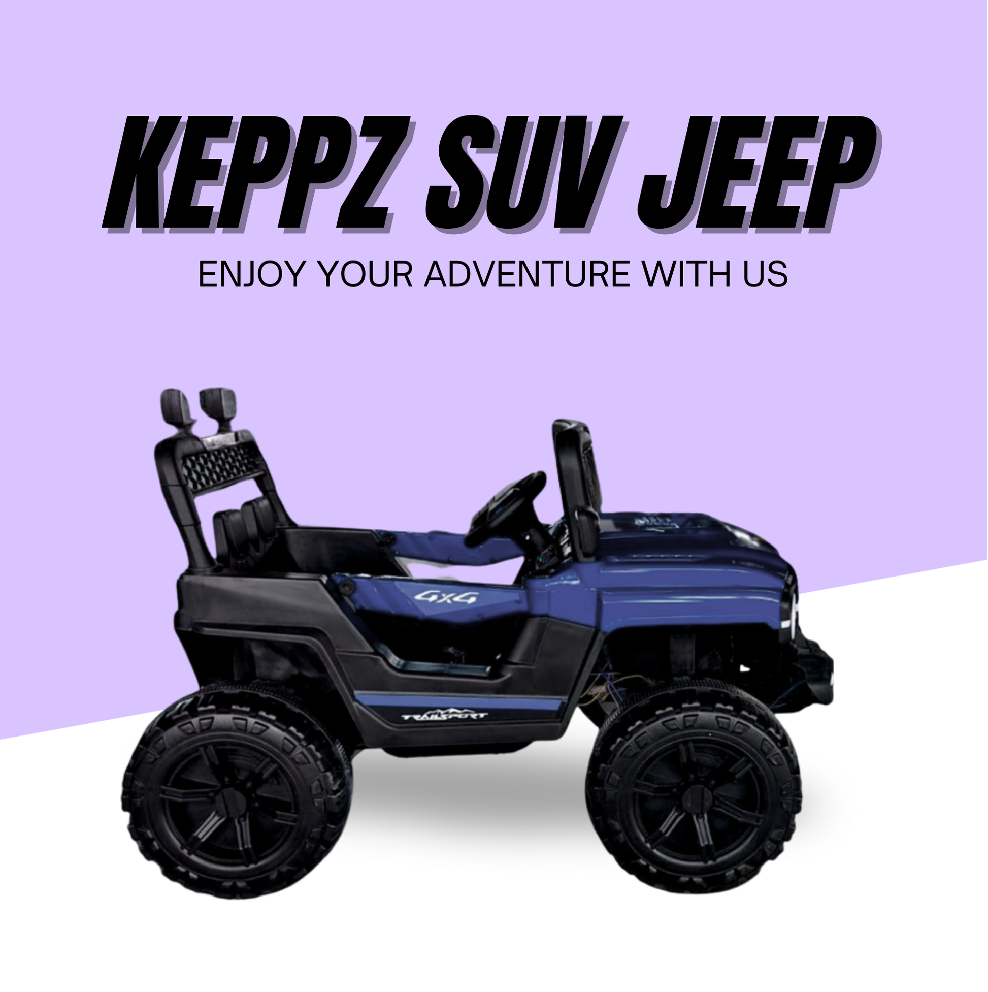 Keppz Kids Electric Ride-On Jeep Car with Remote Control, Rechargeable Battery, LED Lights & Music  2 to 6 Years. - Keppz