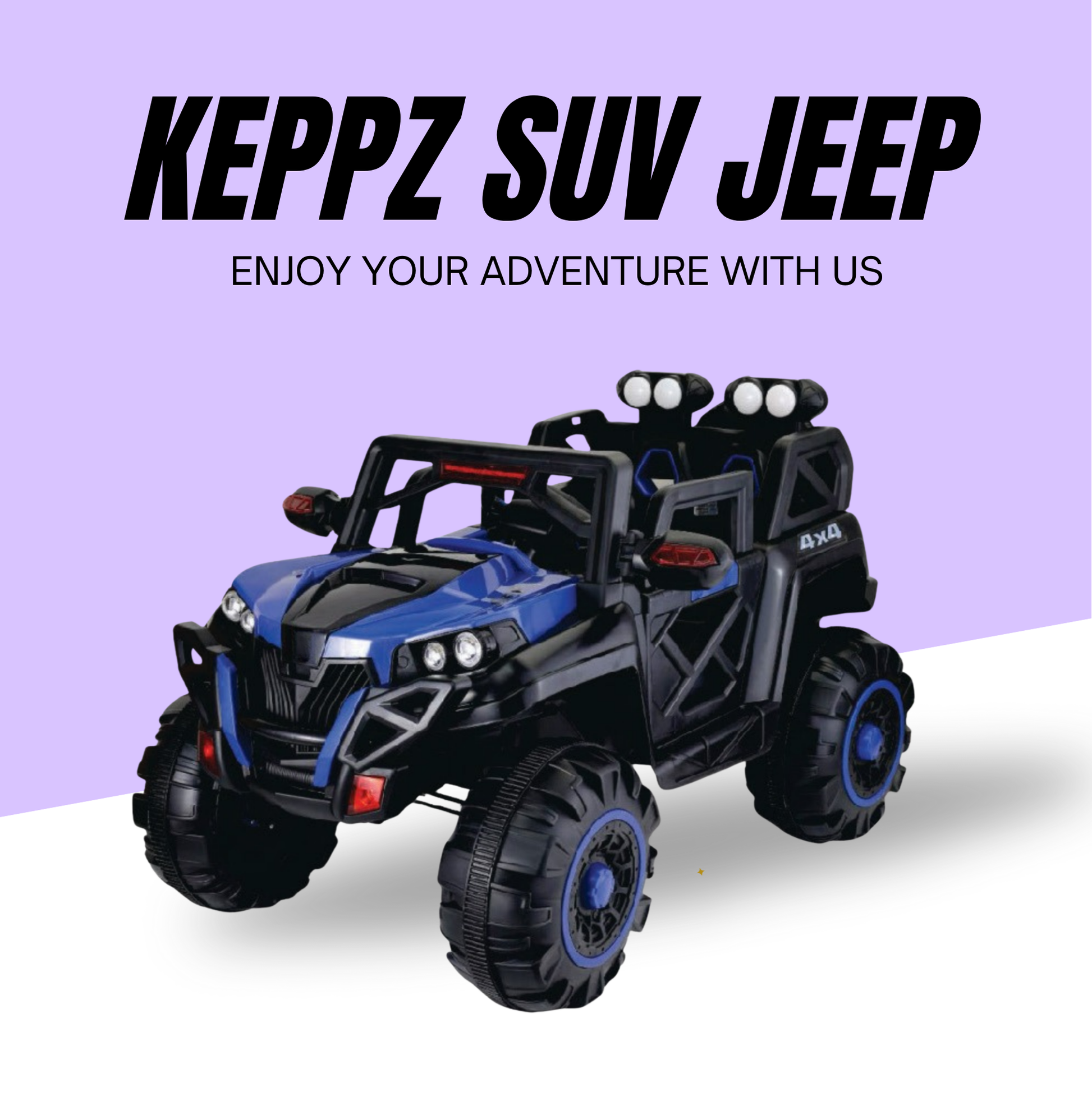 Keppz 4x4 Graffiti-Style Ride-On Jeep for Kids  Dual Motor, LED Lights, Music & Remote Control. - Keppz