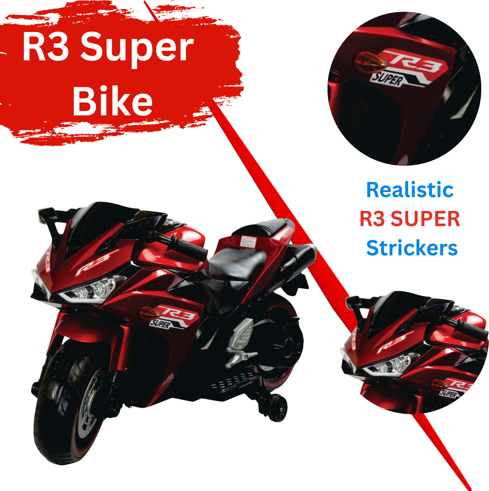 Keppz, Sports Ride-On Bike with Music, LED Lights, and Support Wheels  R3 Design. - Keppz