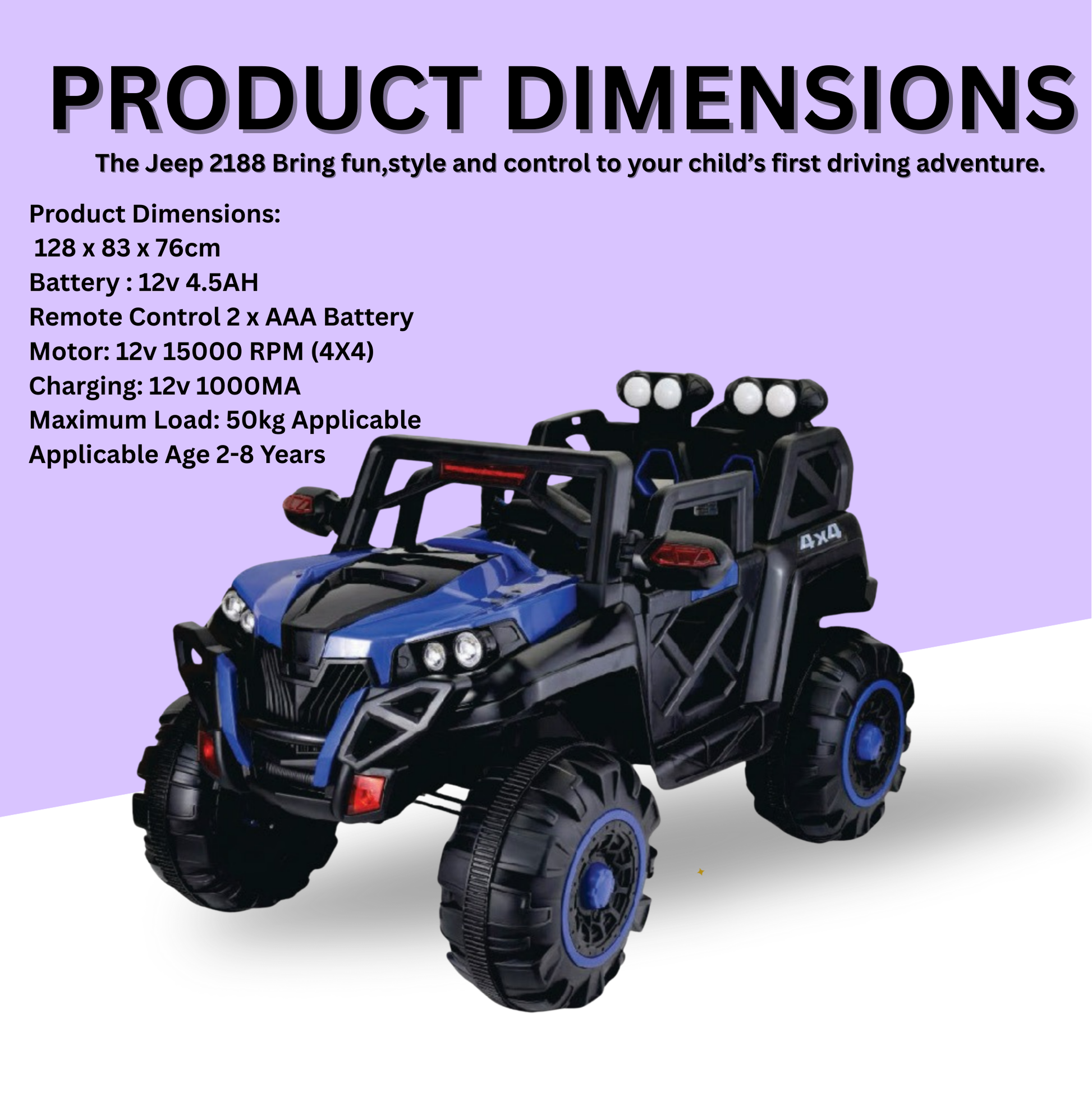 Keppz 4x4 Graffiti-Style Ride-On Jeep for Kids  Dual Motor, LED Lights, Music & Remote Control. - Keppz