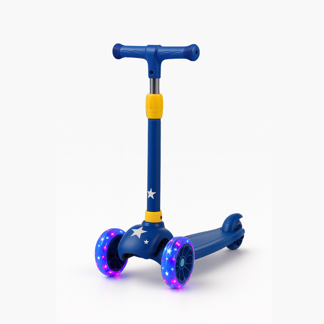 Keppz Kids 3-Wheel LED Scooter with Adjustable Height, Anti-Rust Aluminium Handle, and Brake Pedal. - Keppz