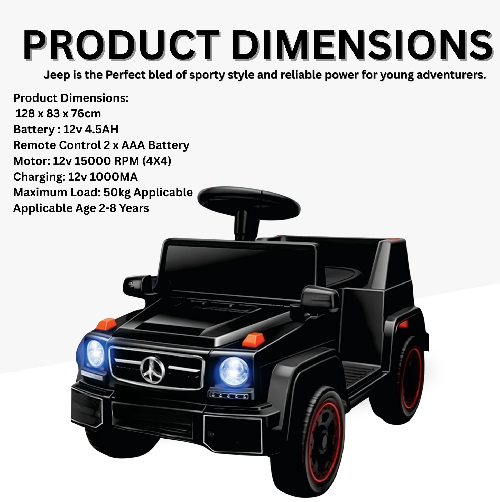 Keppz Ride-On G-Wagon Style Push Car for Kids with Lights & Storage. - Keppz