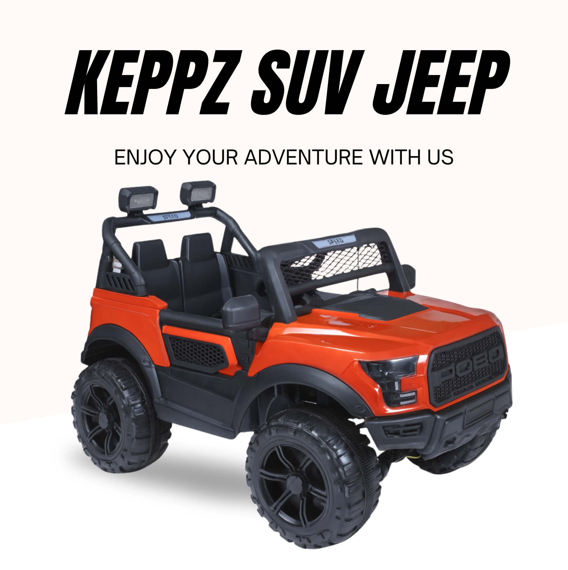 Keppz Black Jeep-Style Ride-On Car for Kids with Music, Lights, and Parental Remote Control - Keppz