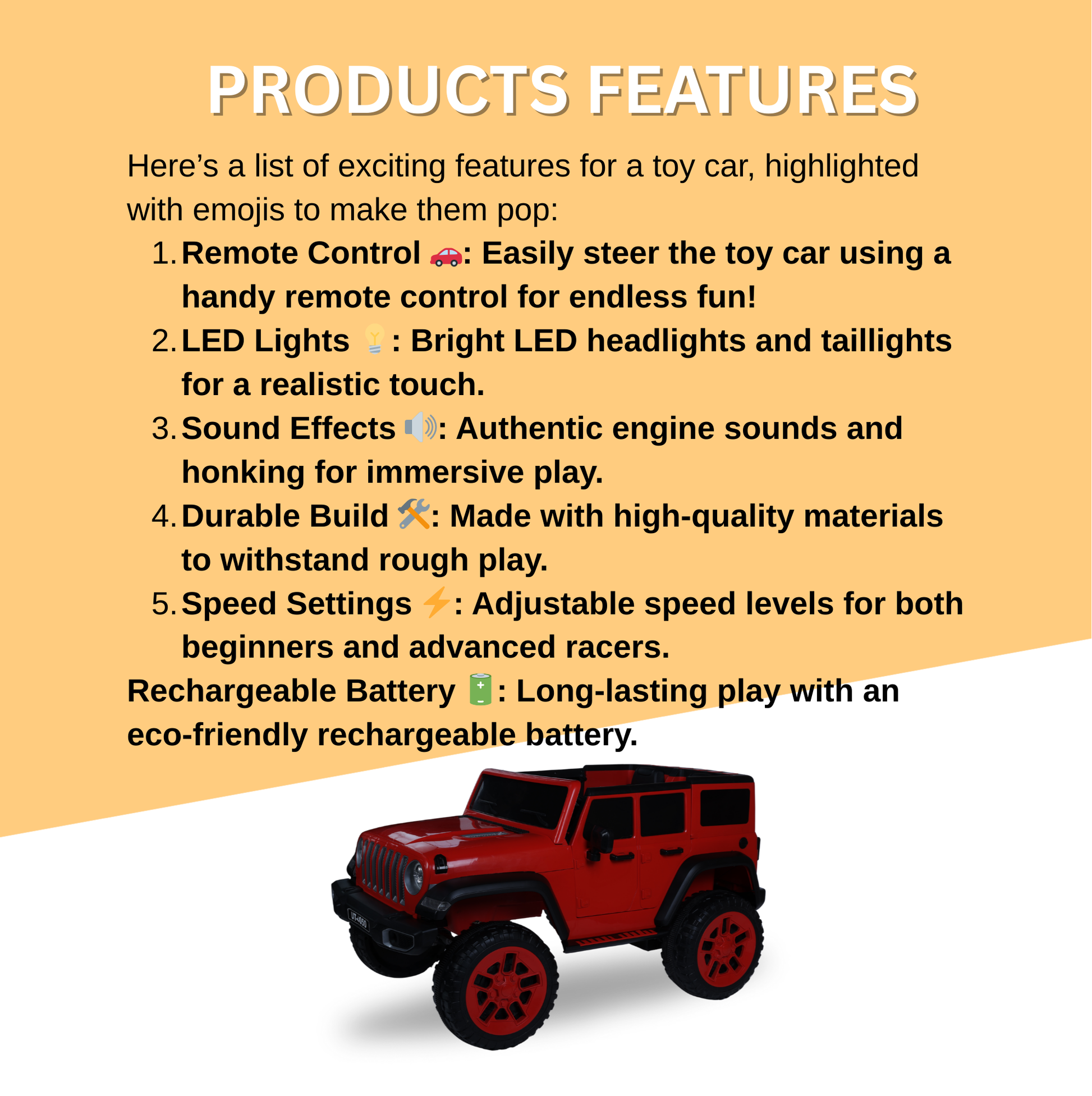 Keppz Battery Operated Jeep Style Ride-On Car with Double Doors, Remote Control & Music. - Keppz