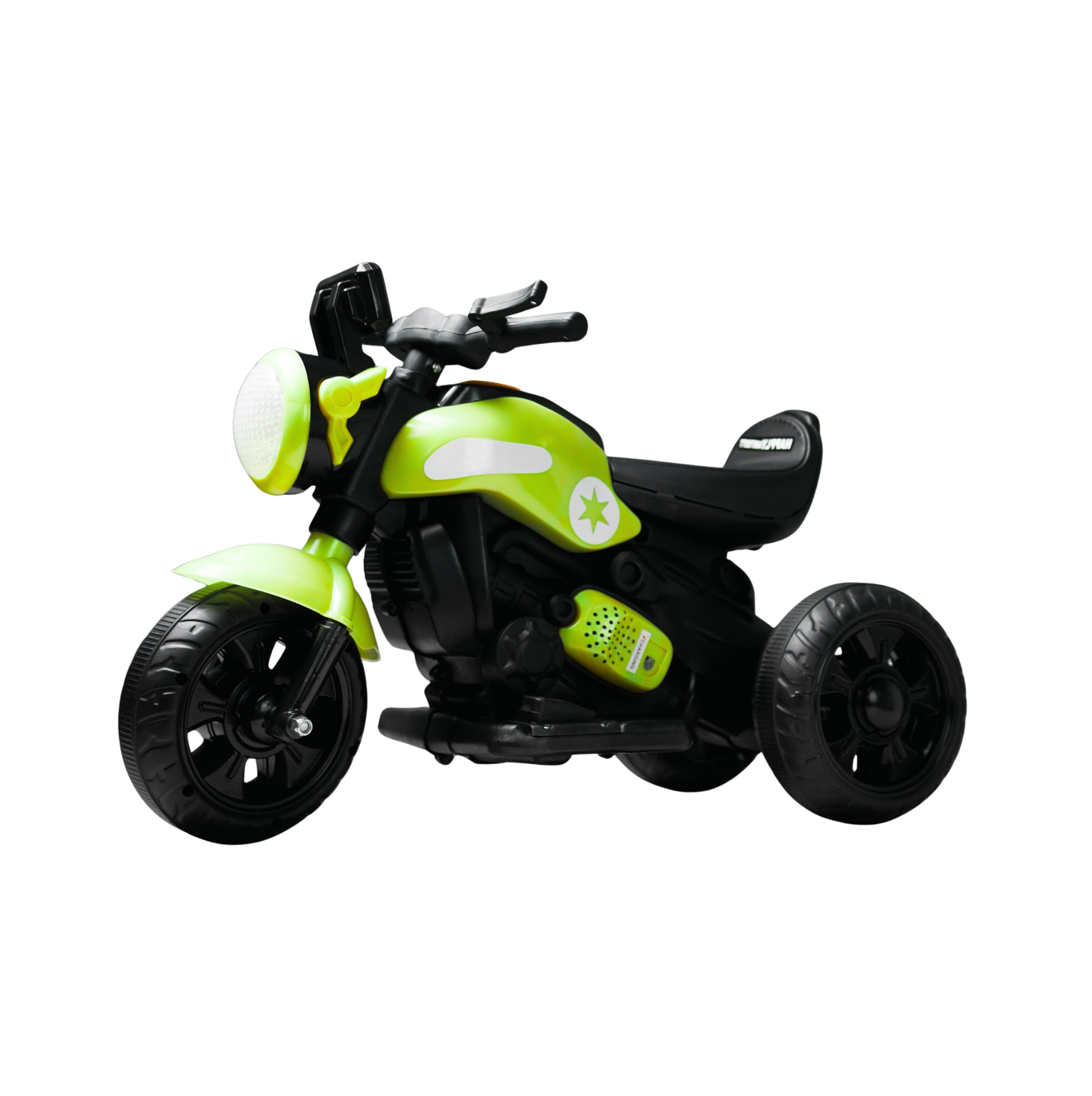 Keppz Yellow Battery Operated Ride-On Bike for Kids  With Headlight, Music & 3-Wheel Support. - Keppz