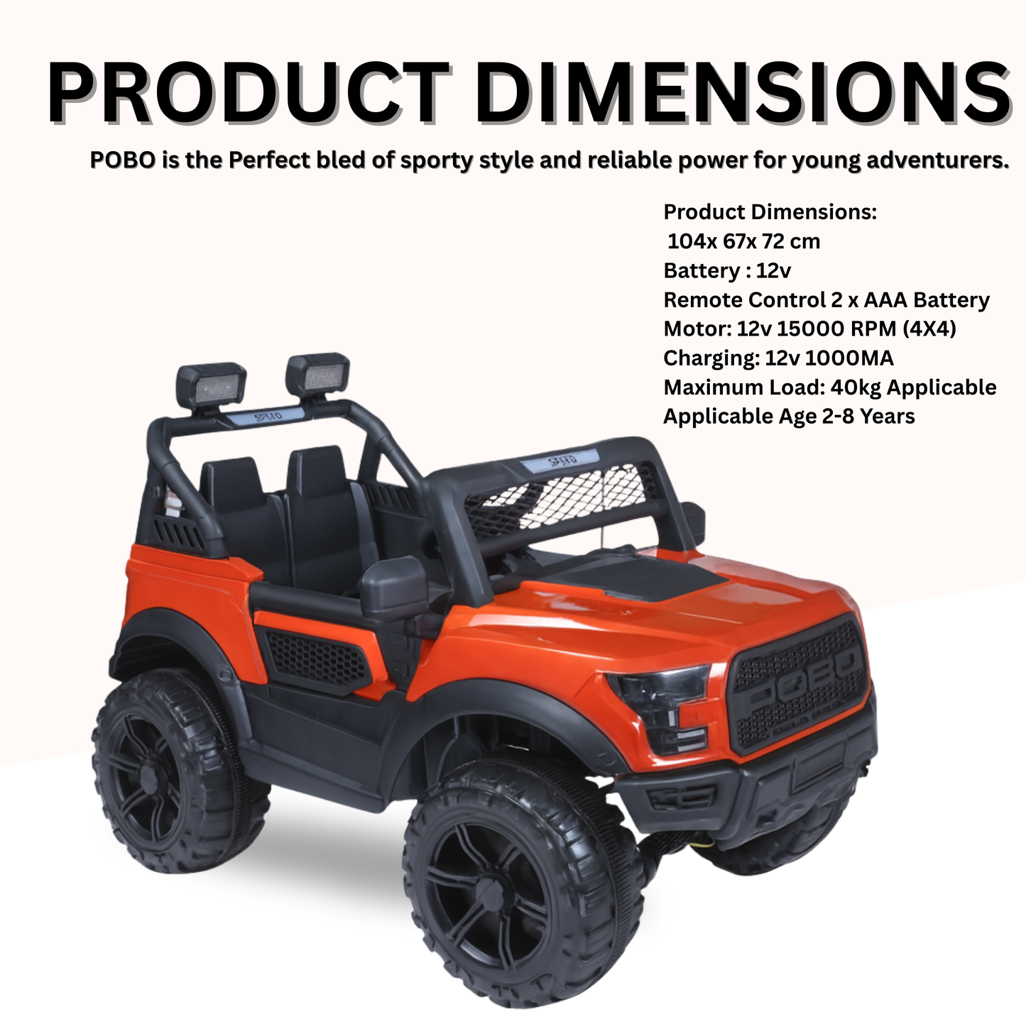 Keppz Black Jeep-Style Ride-On Car for Kids with Music, Lights, and Parental Remote Control - Keppz