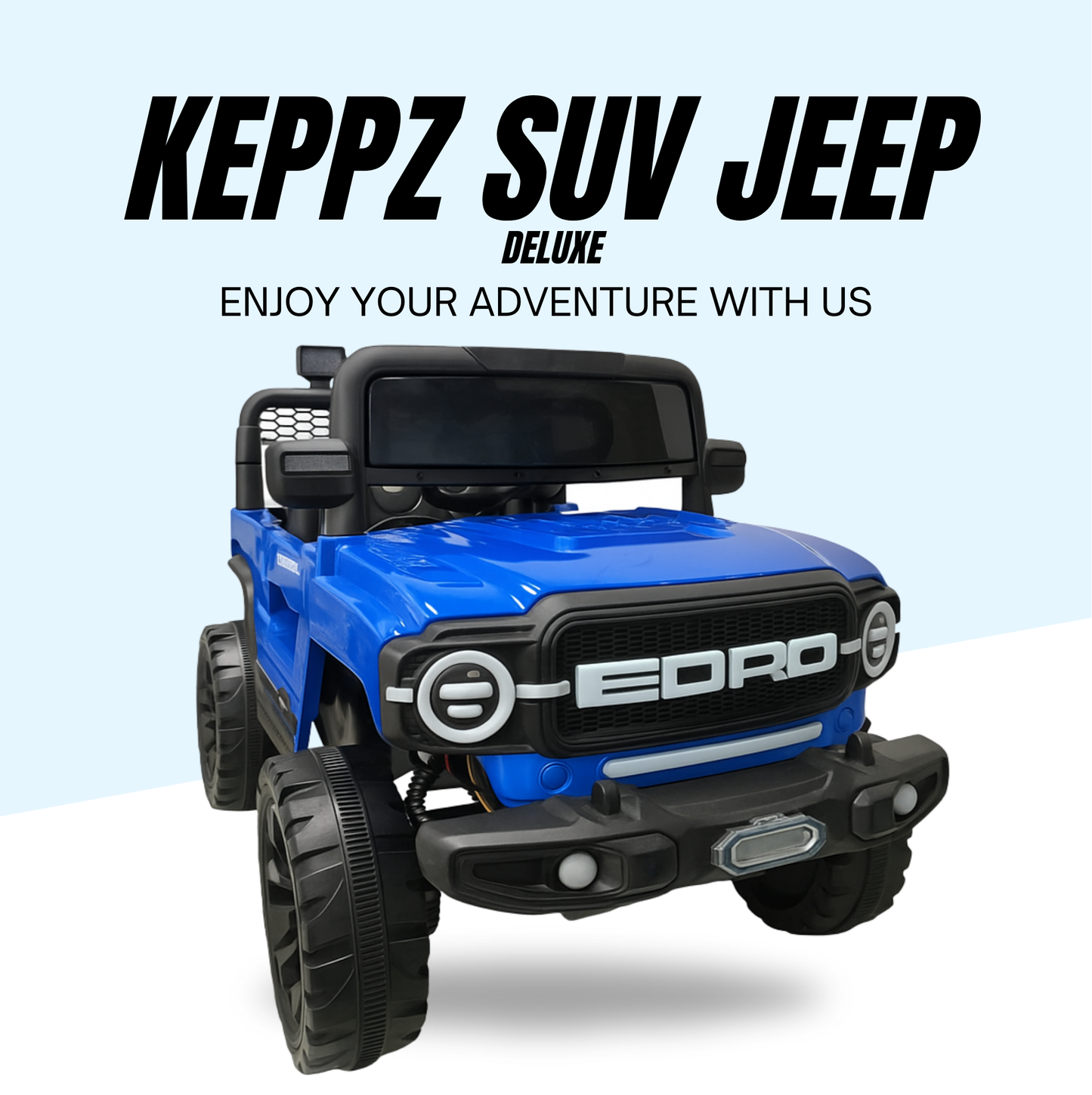 Keppz Red EORD Electric Ride-On Jeep for Kids  Dual Motor, LED Lights, Music System. - Keppz