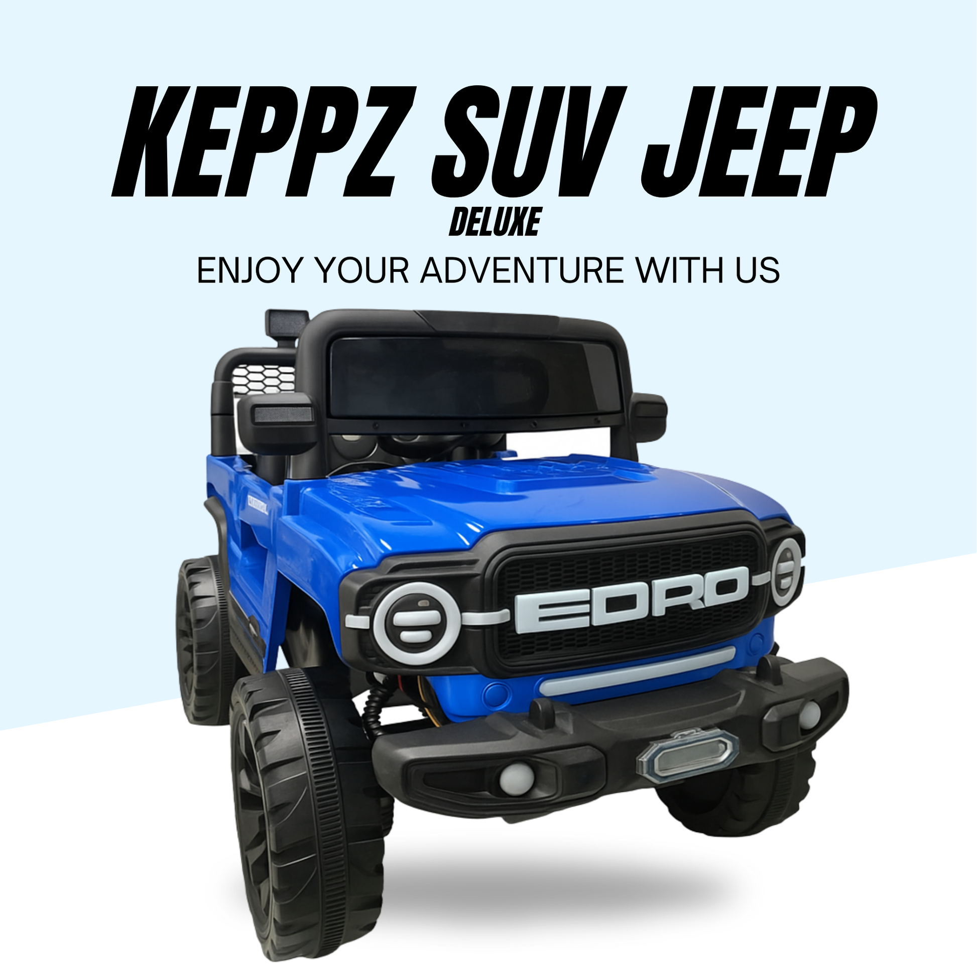 Keppz Red EORD Electric Ride-On Jeep for Kids  Dual Motor, LED Lights, Music System. - Keppz
