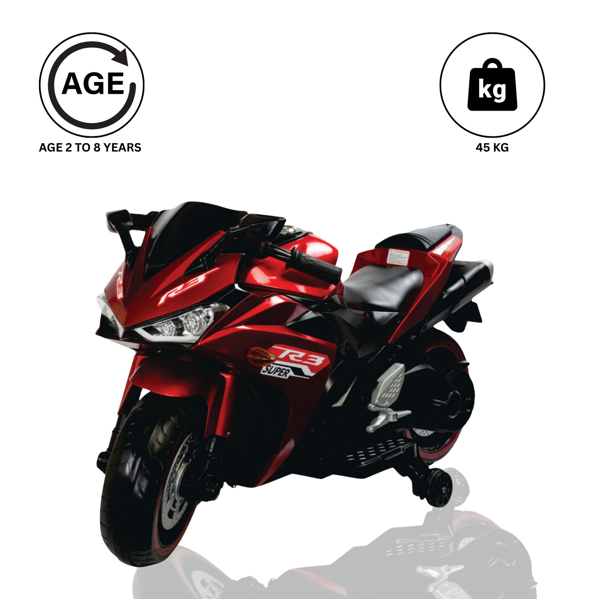 Keppz, Sports Ride-On Bike with Music, LED Lights, and Support Wheels  R3 Design. - Keppz