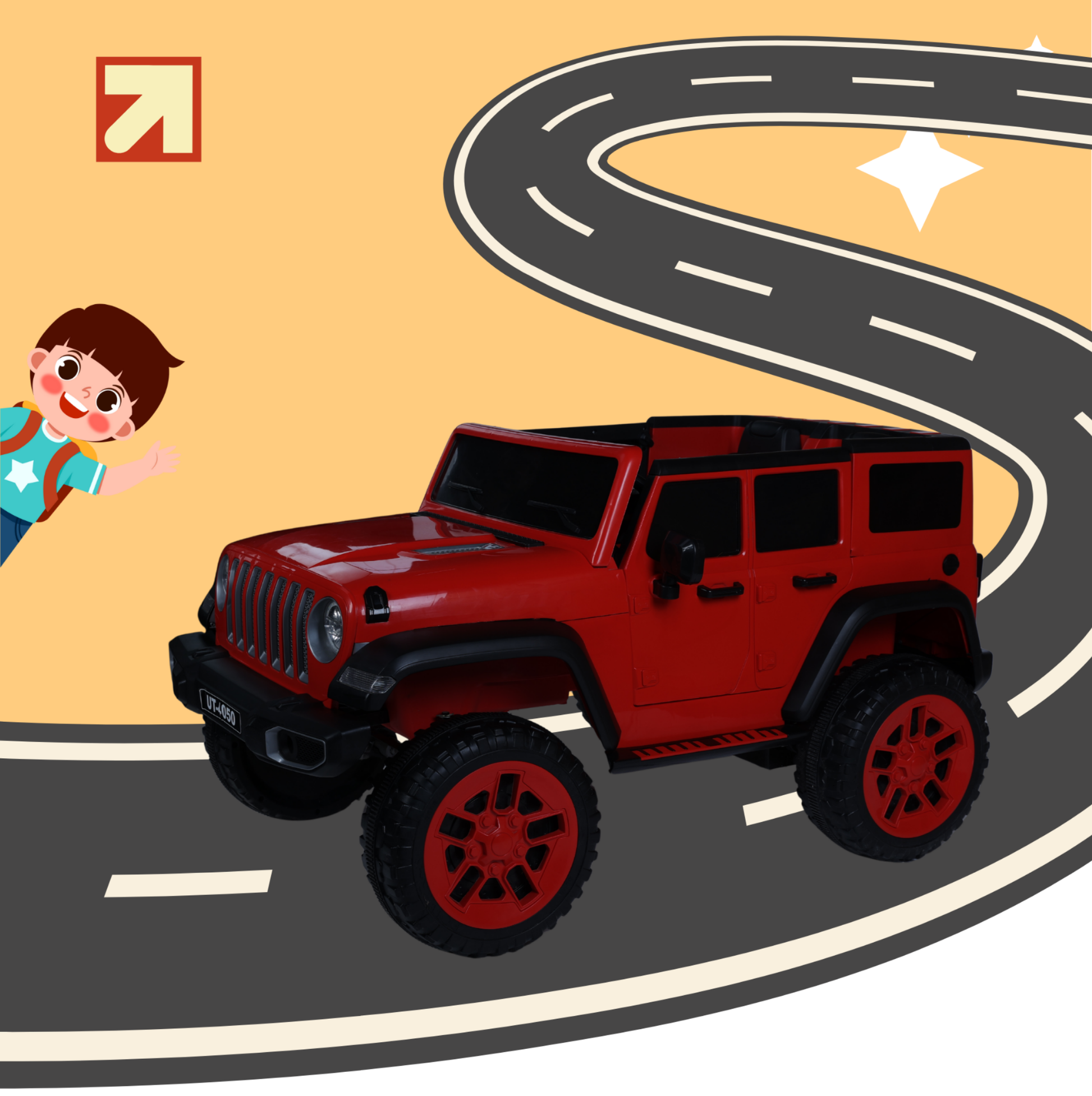 Keppz Battery Operated Jeep Style Ride-On Car with Double Doors, Remote Control & Music. - Keppz
