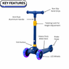 Keppz Kids 3-Wheel LED Scooter with Adjustable Height, Anti-Rust Aluminium Handle, and Brake Pedal. - Keppz