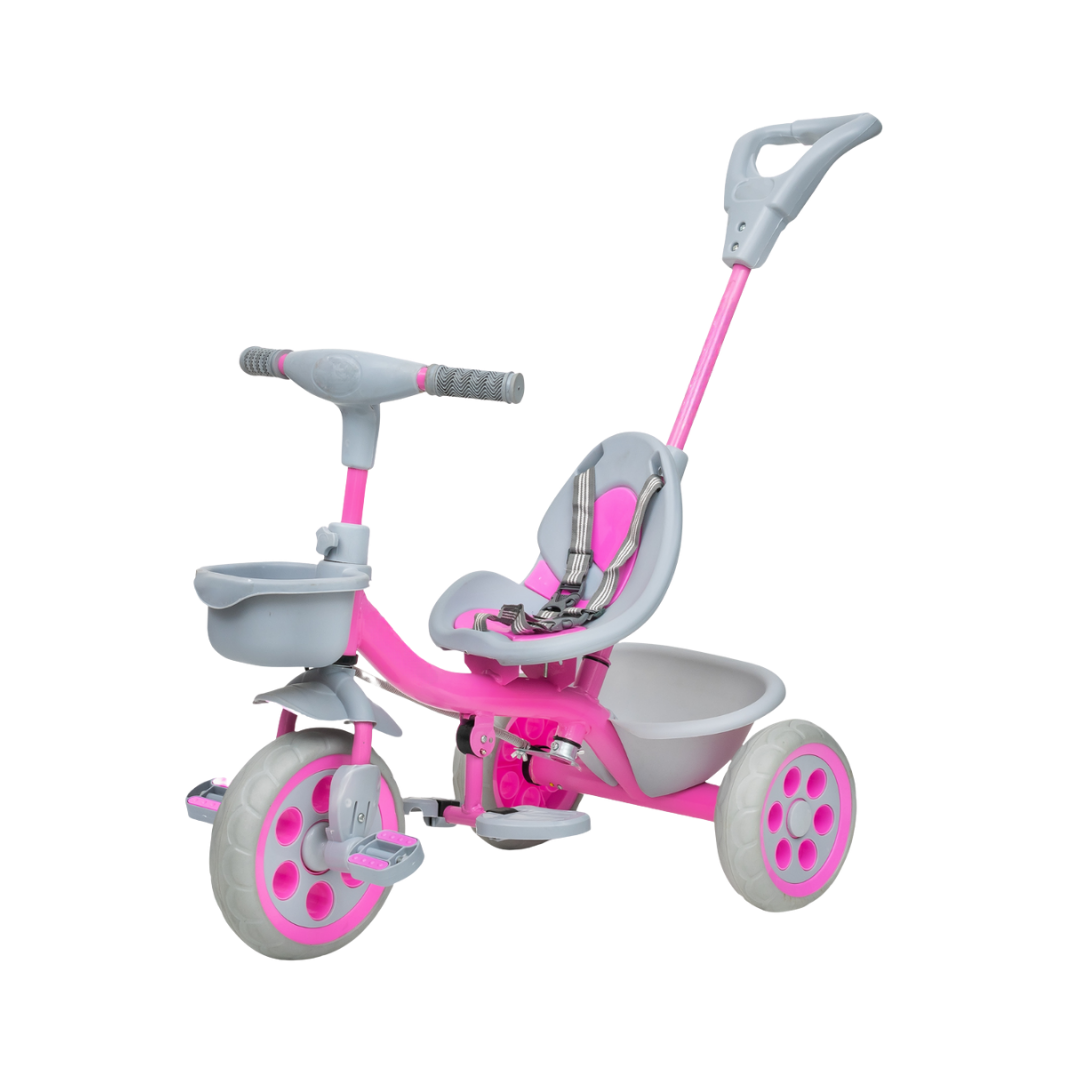 Keppz Compact Kids Tricycle with Push Handle & Seat Belt  Lightweight Baby Trike for 1.5 Years with Storage Basket. - Keppz