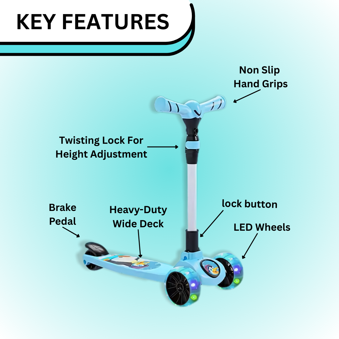 Keppz 3-Wheel Kick Scooter for Kids with Adjustable Handle & LED Wheels. - Keppz