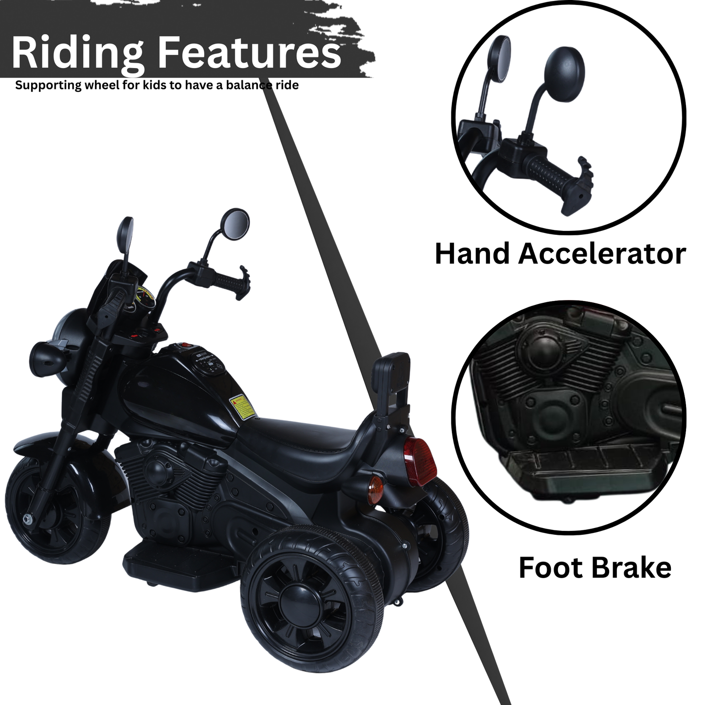Keppz Harley-Style Ride-On Cruiser Bike for Kids. - Keppz
