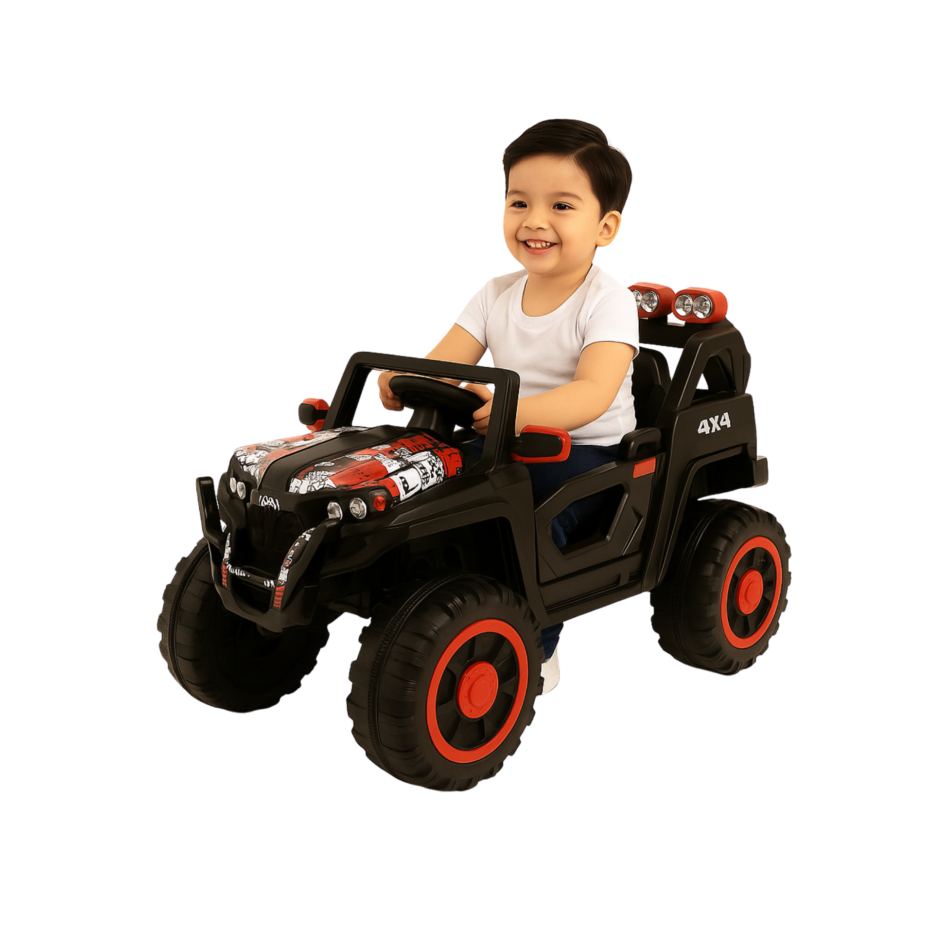 Keppz 4x4 Graffiti-Style Ride-On Jeep for Kids  Dual Motor, LED Lights, Music & Remote Control. - Keppz