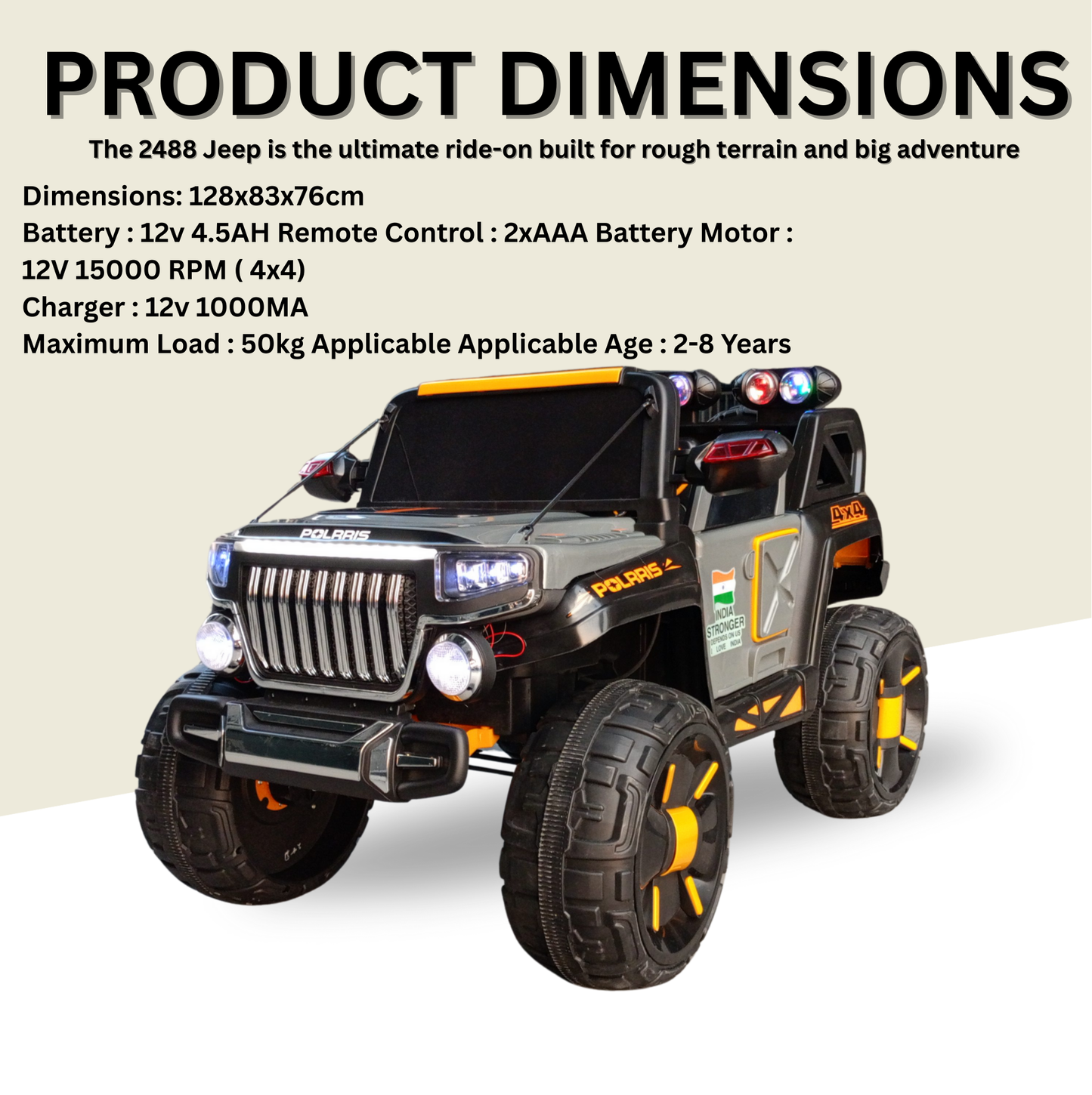 Keppz Yellow Battery Ride-On Bike – Kids 3-Wheeler with Music & Light