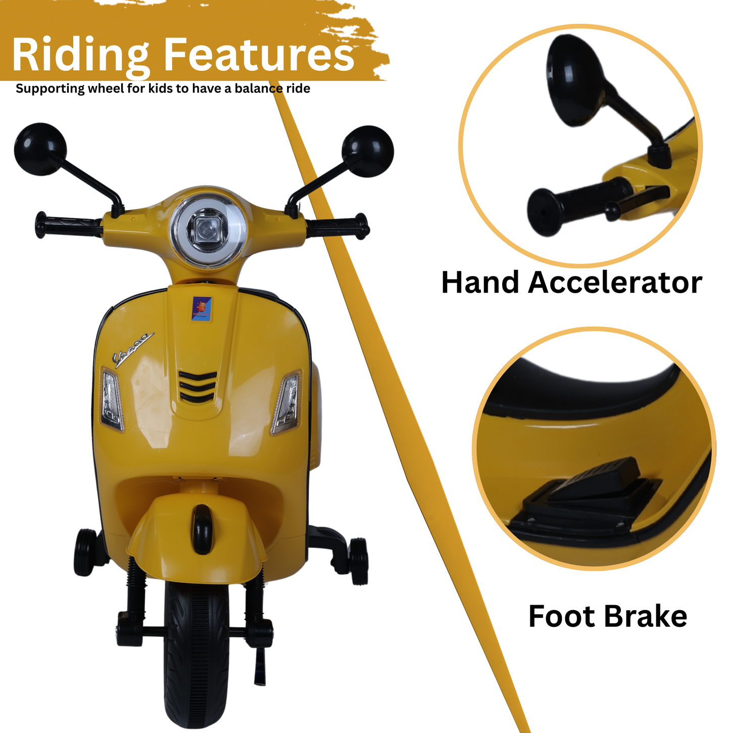 Keppz Yellow Battery Ride-On Bike – Kids 3-Wheeler with Music & Light