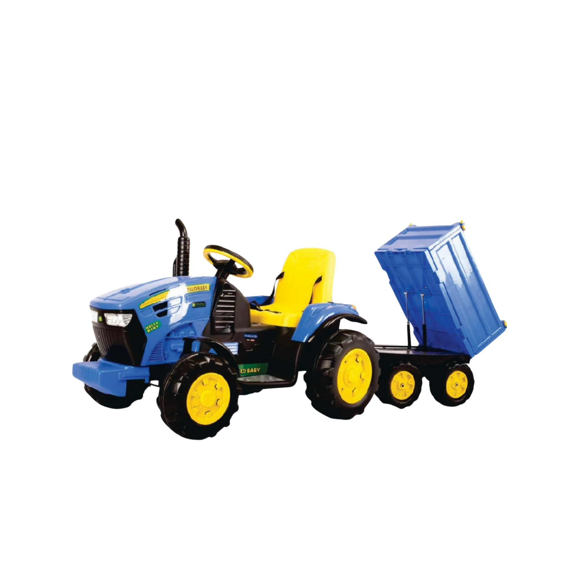 Keppz Kids Ride-On Tractor with Detachable Trailer, Steering Wheel, and Pedal Control. - Keppz