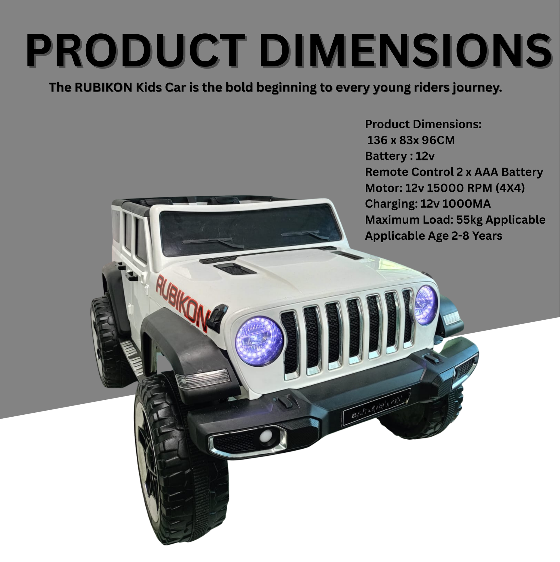 Keppz Battery Operated Jeep Style Ride-On Car with Double Doors, Remote Control & Music. - Keppz