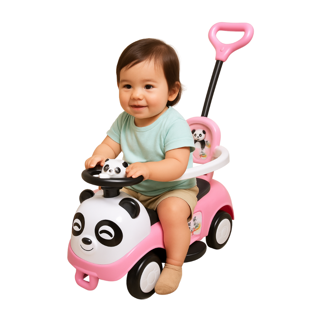 Keppz Piggy Push Ride-On Car for Kids with Handle Foot-to-Floor Car with Safety Guard Rail