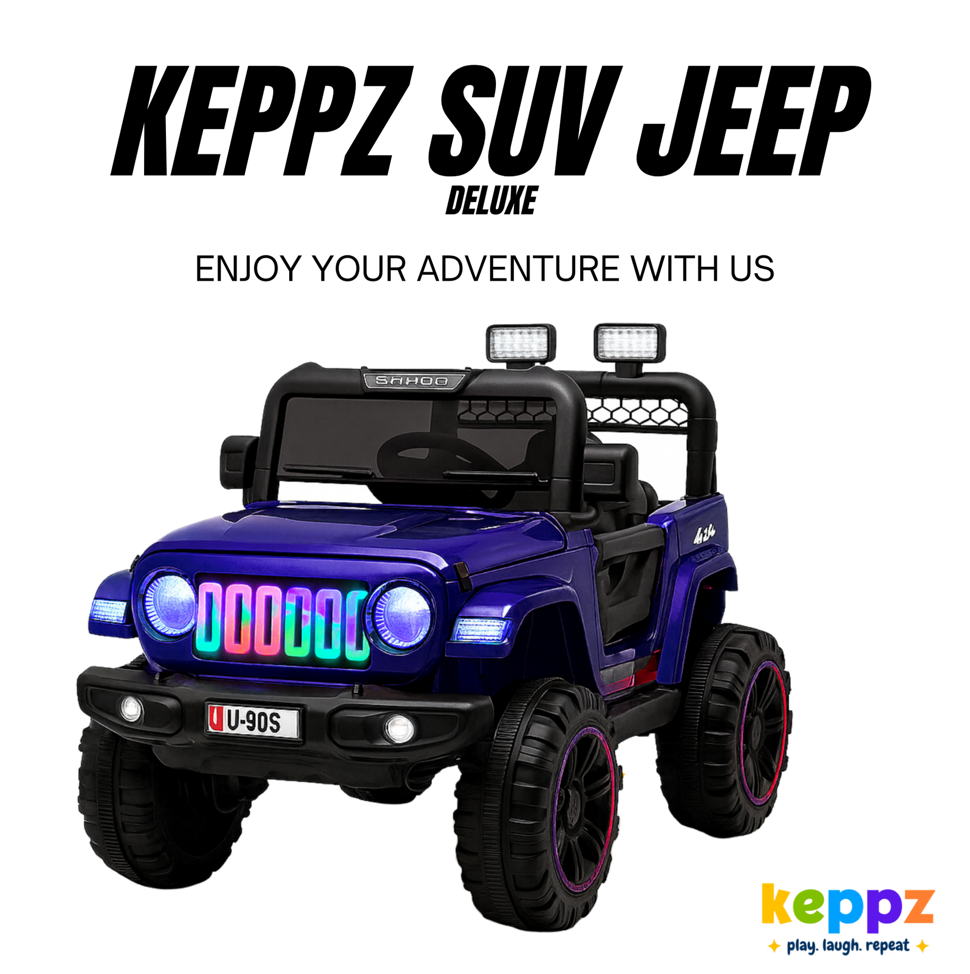 Keepz, Kids Electric Ride-On Jeep 4x4 with Music, Lights & Remote Control. Rechargeable Battery Powered Toy Car - Keppz