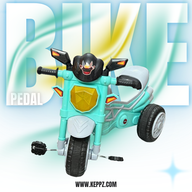 Keppz Kids Ride-On Motorcycle Bike with Pedals  Yellow & Black Tricycle for Boys & Girls