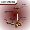 Keppz 3-Wheel Kick Scooter for Kids with Adjustable Handle & LED Wheels. - Keppz