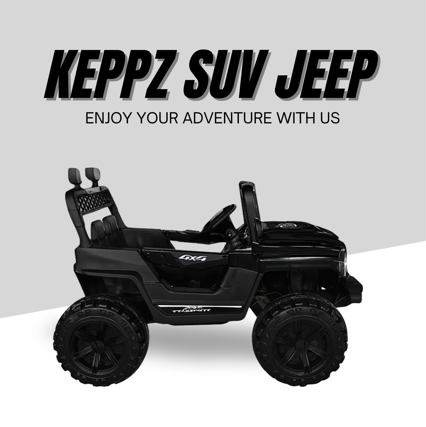 Keppz Kids Electric Ride-On Jeep Car with Remote Control, Rechargeable Battery, LED Lights & Music  2 to 6 Years. - Keppz