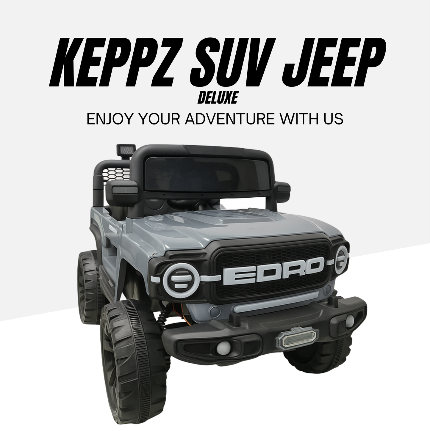 Keppz Red EORD Electric Ride-On Jeep for Kids  Dual Motor, LED Lights, Music System. - Keppz
