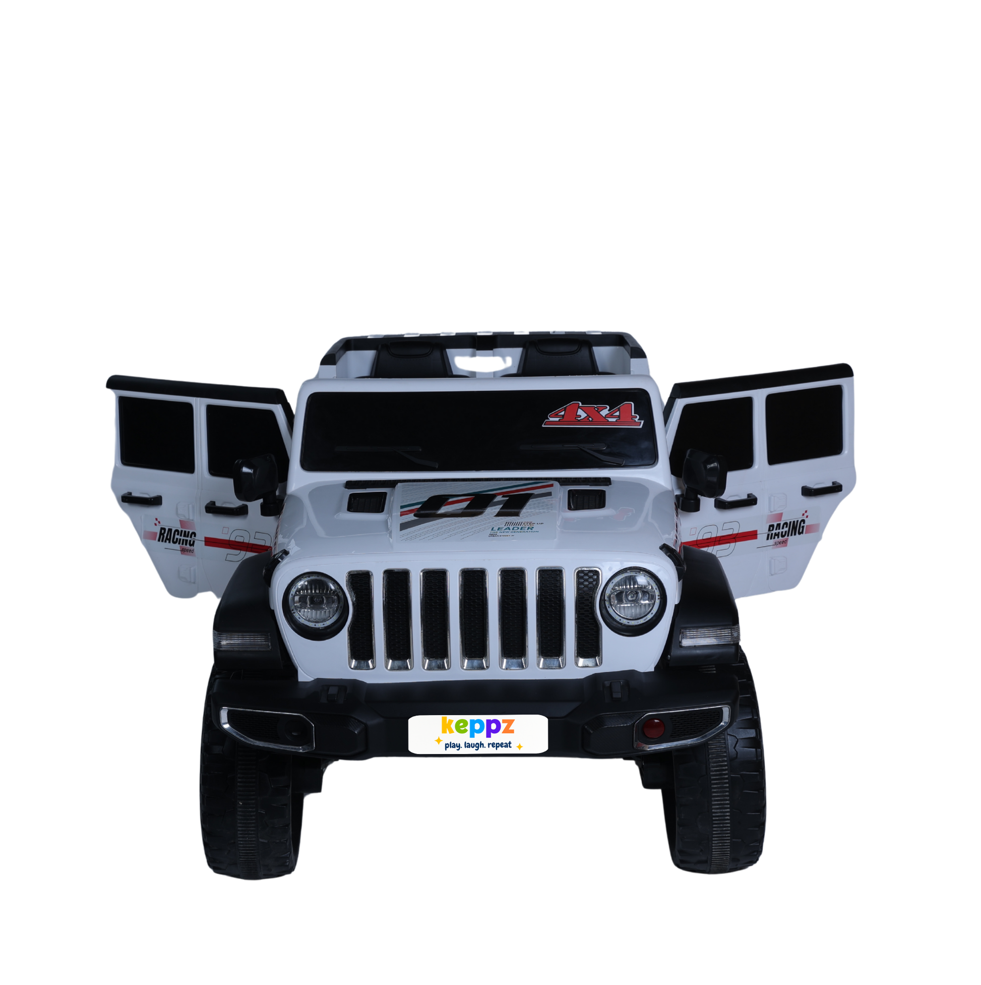Keppz Battery Operated Jeep Style Ride-On Car with Double Doors, Remote Control & Music. - Keppz