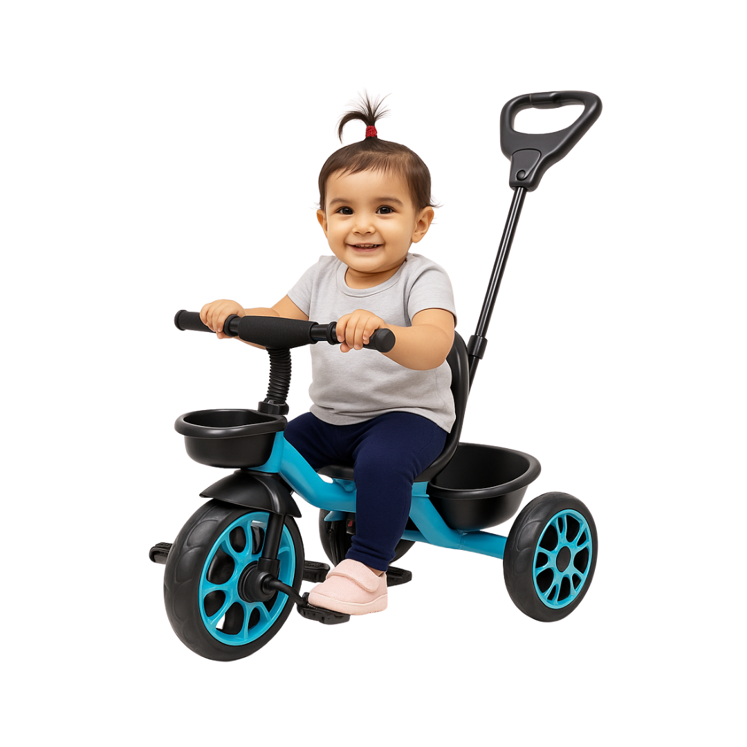 Keppz Lightweight Baby Tricycle with Push Handle and Storage Basket. - Keppz