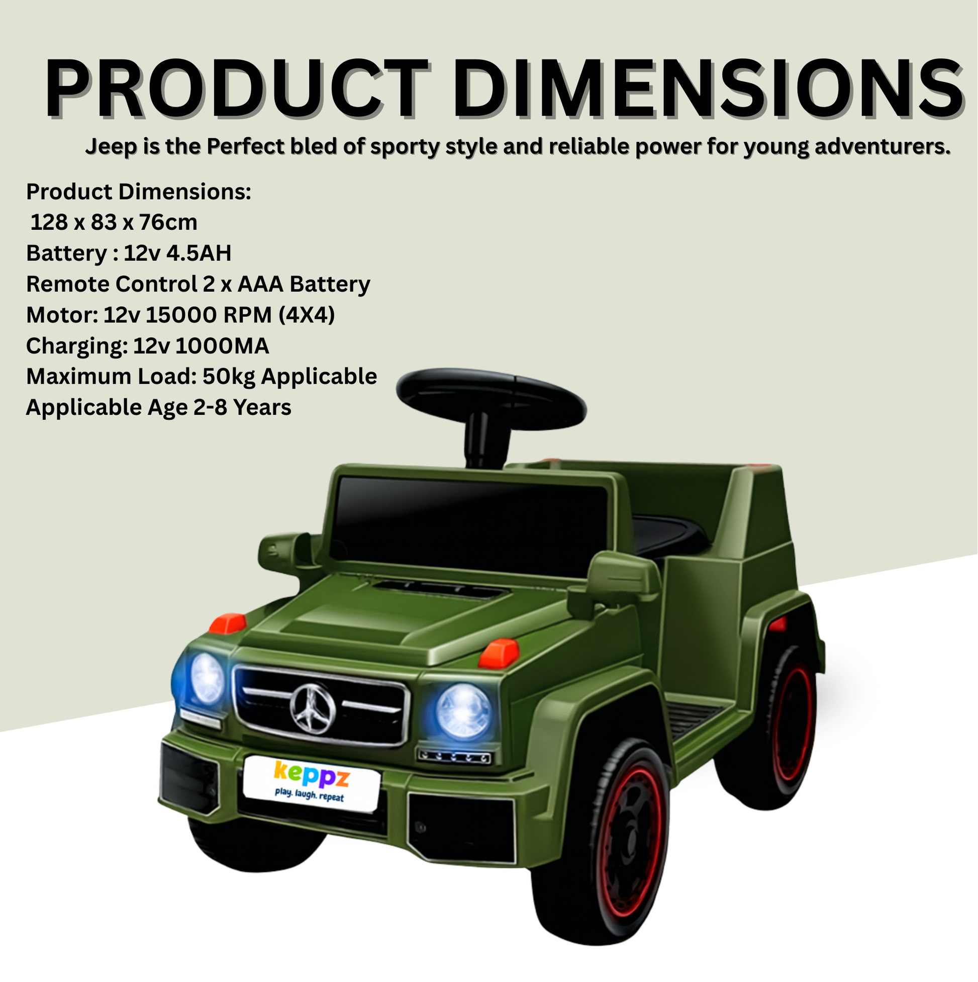 Keppz Ride-On G-Wagon Style Push Car for Kids with Lights & Storage. - Keppz