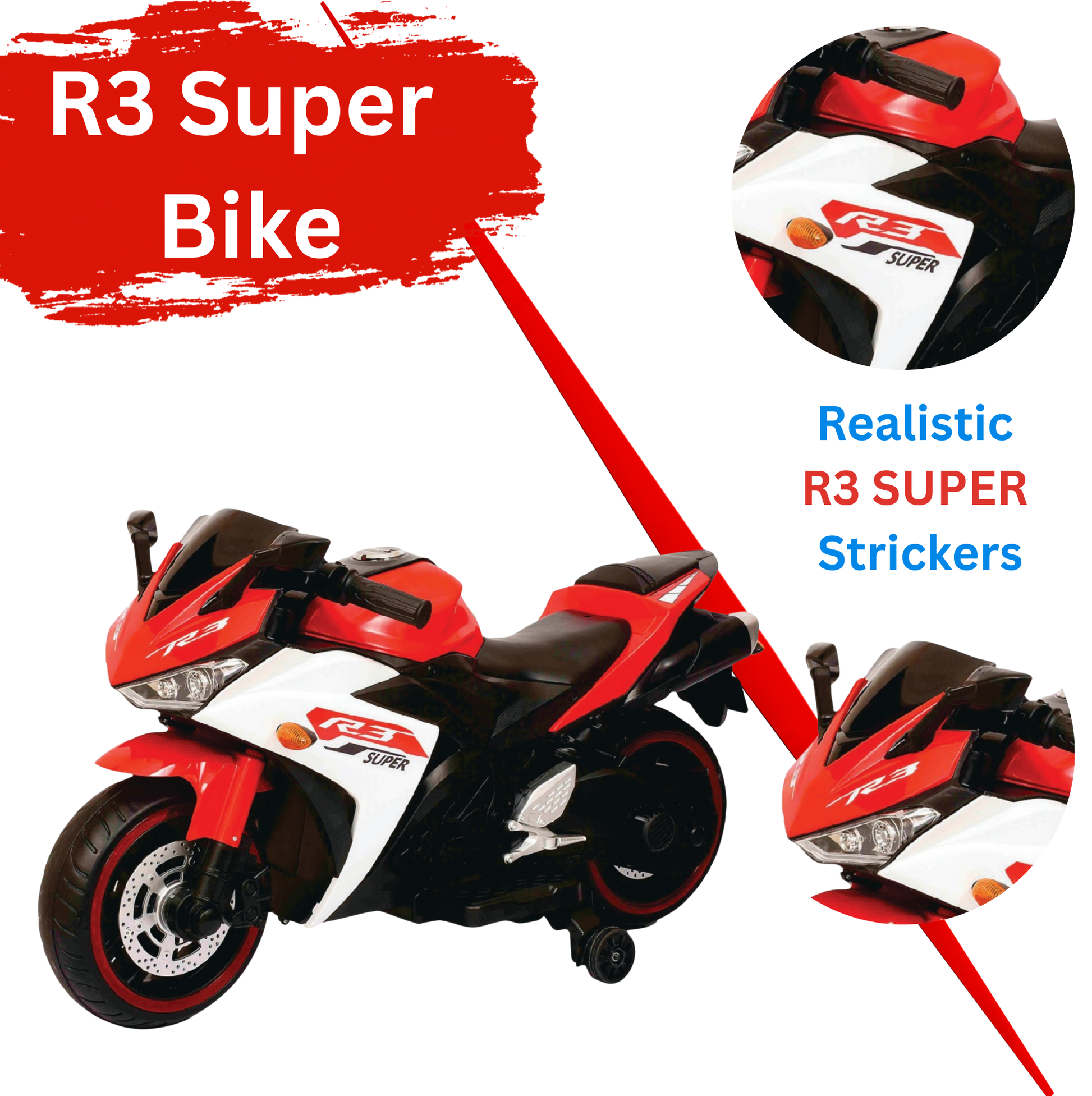 Keppz, Sports Ride-On Bike with Music, LED Lights, and Support Wheels  R3 Design. - Keppz