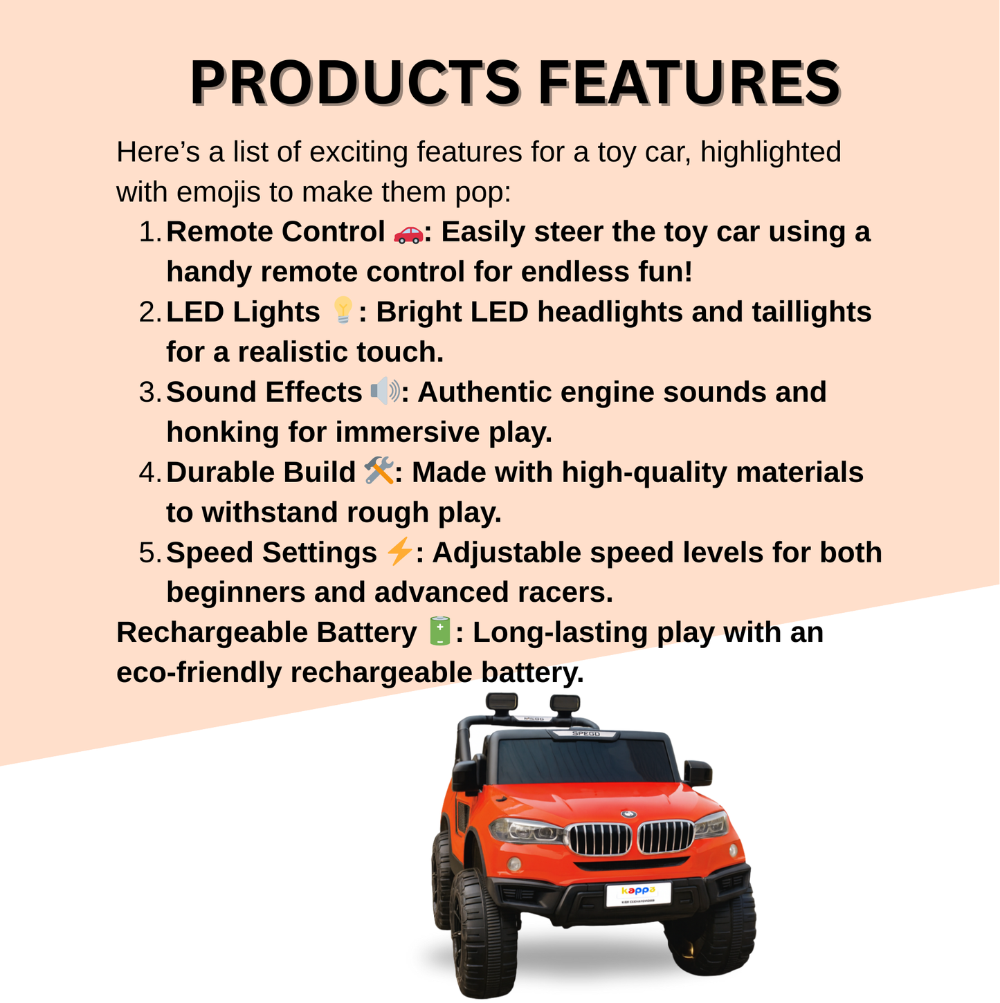 Keppz Battery Operated Ride-On SUV Jeep for Kids with Music, Lights, Remote Control. - Keppz