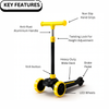 Keppz Kids 3-Wheel LED Scooter with Adjustable Height, Anti-Rust Aluminium Handle, and Brake Pedal. - Keppz