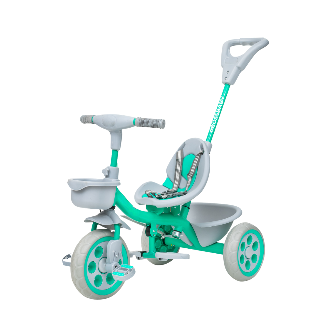 Keppz Compact Kids Tricycle with Push Handle & Seat Belt  Lightweight Baby Trike for 1.5 Years with Storage Basket. - Keppz