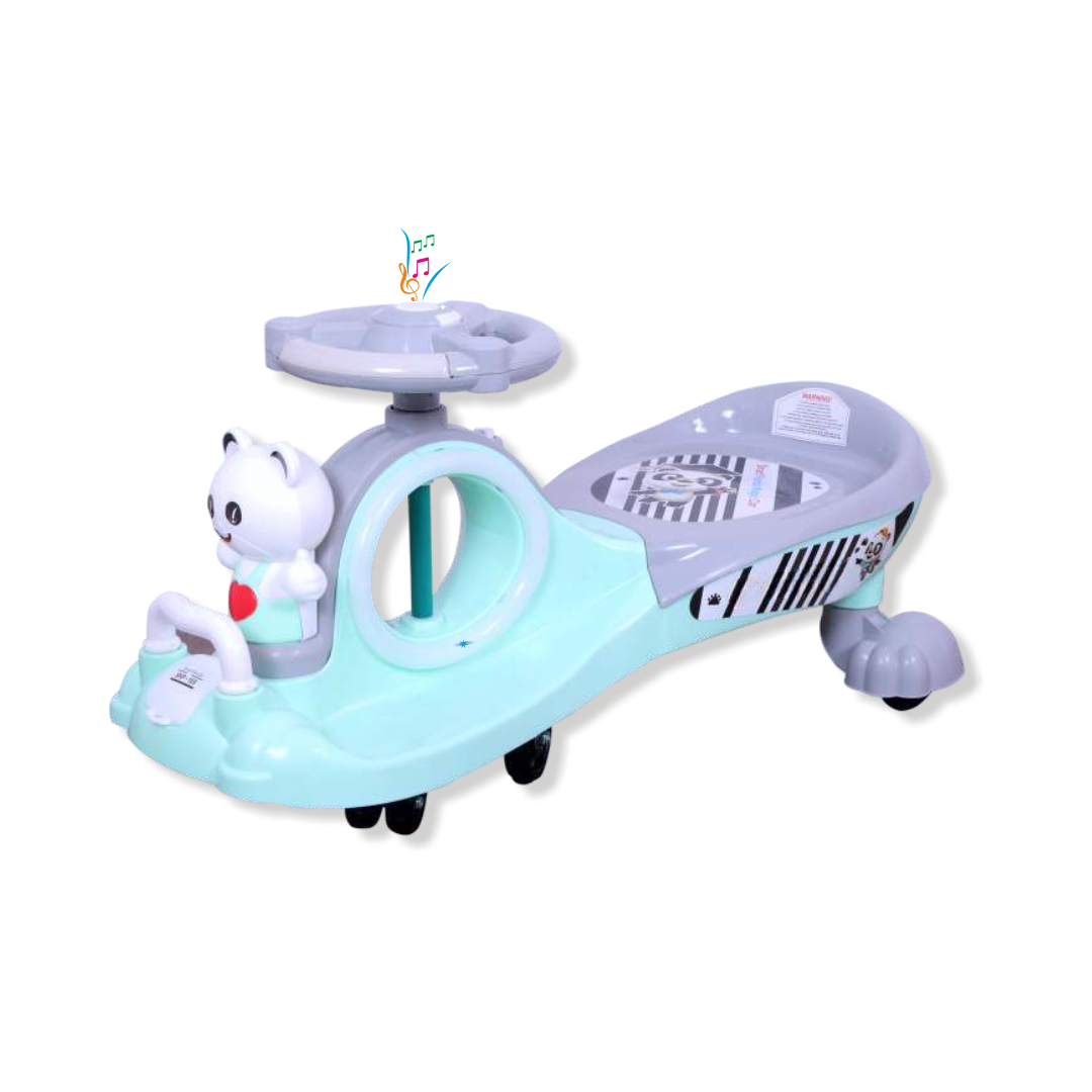 Keppz Musical Twist & Swing Car Ride-On for Kids Push and Pedal-Free Ride with Steering Wheel. - Keppz