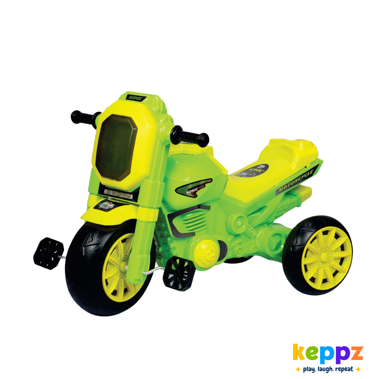 Keppz Sonic Style Ride-On Motorcycle Tricycle with Pedals for Kids. - Keppz
