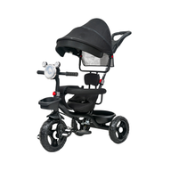 Keppz 4-in-1 Baby Tricycle with Headlight, Canopy, Safety Harness, and Push Handle.