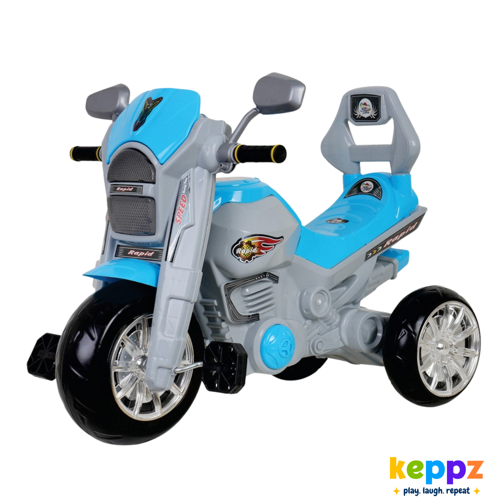 Keppz Rapid Ride-On Battery Operated 3-Wheel Bike for Kids Electric Motorcycle Toy with Lights & Music. - Keppz
