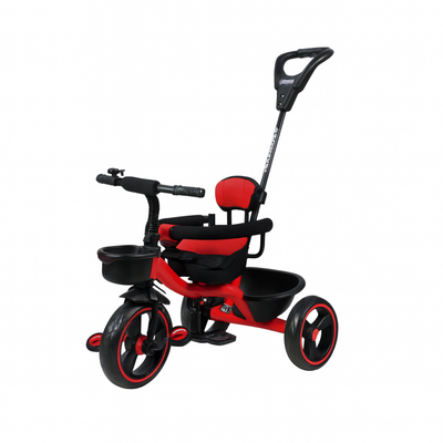 Keppz Cushioned Kids Tricycle with Backrest & Push Handle Baby Trike for 1.5 Years with Storage Basket & Safety Belt - Keppz