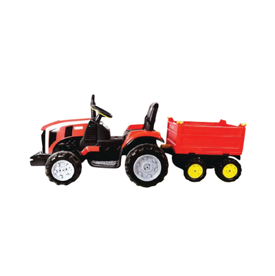 Keppz Kids Ride-On Tractor with Detachable Trailer, Steering Wheel, and Pedal Control. - Keppz