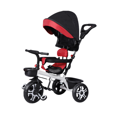 Keppz 3-in-1 Luxury Baby Trike with Canopy, Red & Black Tricycle - Keppz