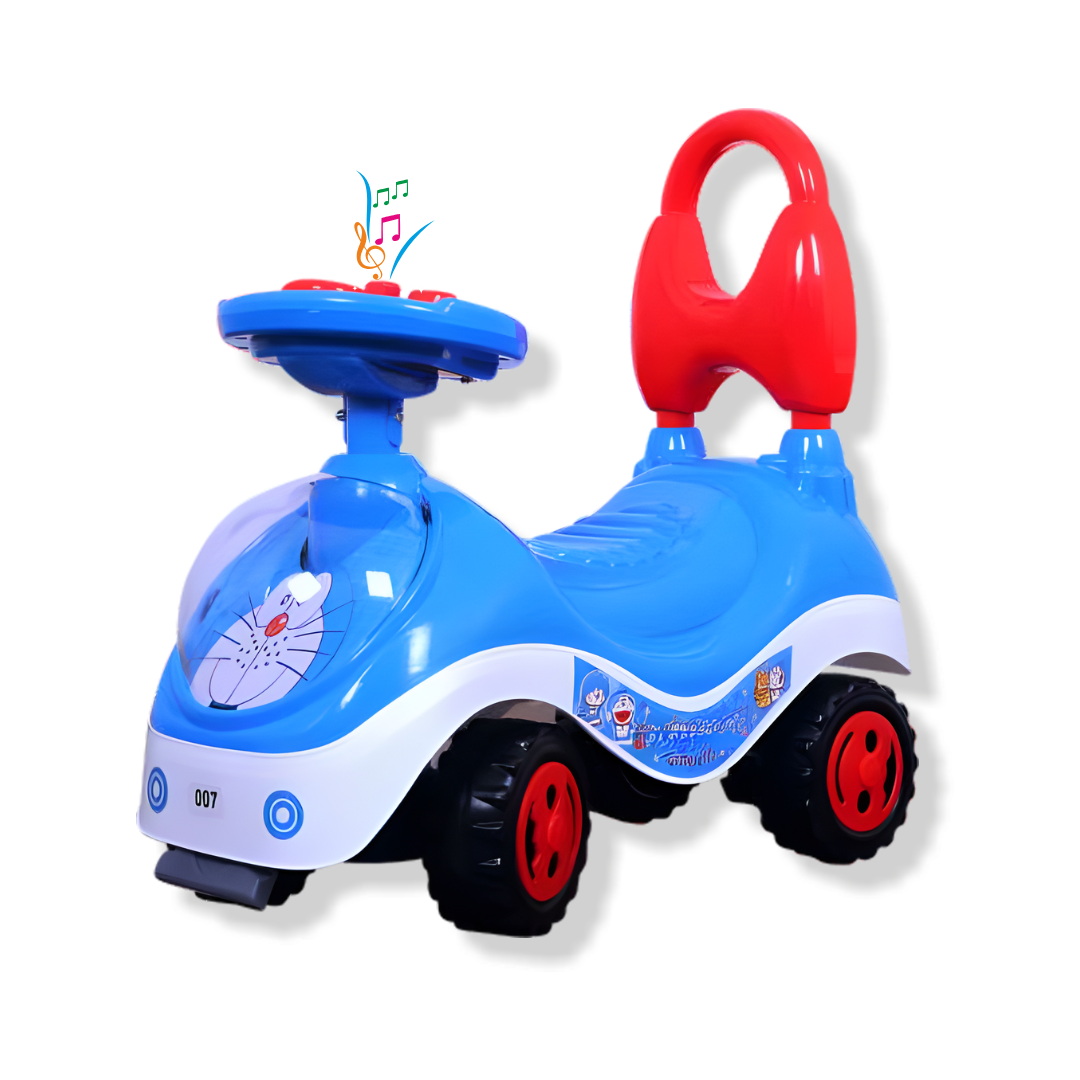 Keppz Musical Push Ride-On Car for Kids Foot-to-Floor Car with Steering Wheel & Backrest.