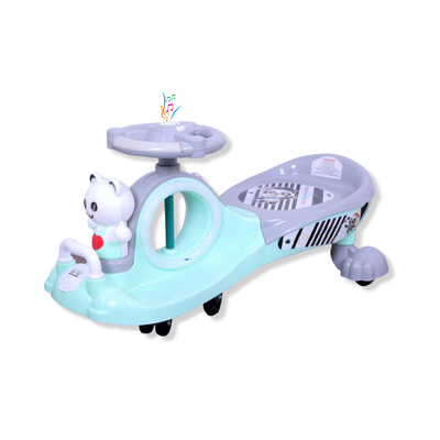 Keppz Musical Twist & Swing Car Ride-On for Kids Push and Pedal-Free Ride with Steering Wheel.