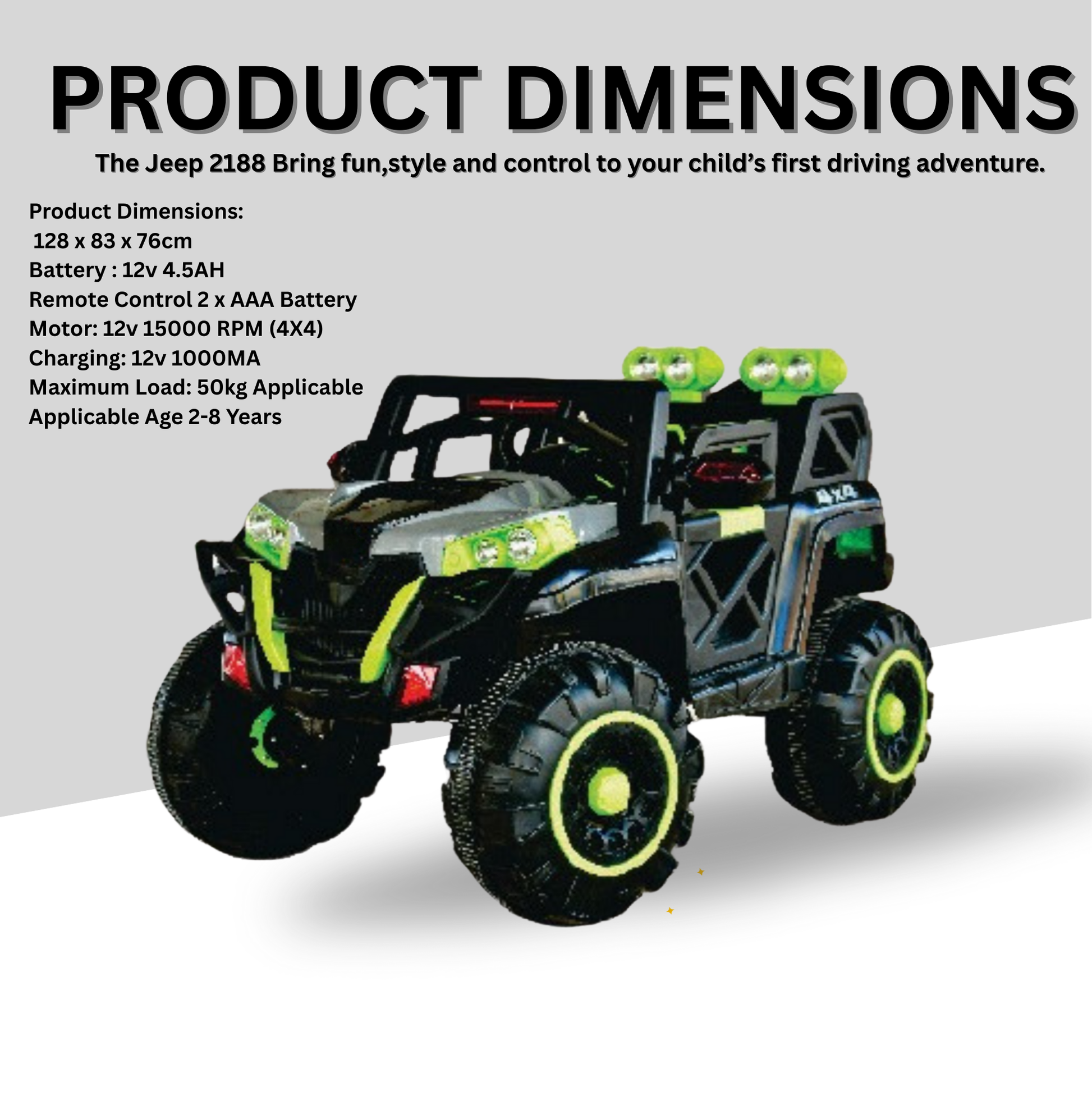 Keppz 4x4 Graffiti-Style Ride-On Jeep for Kids  Dual Motor, LED Lights, Music & Remote Control. - Keppz
