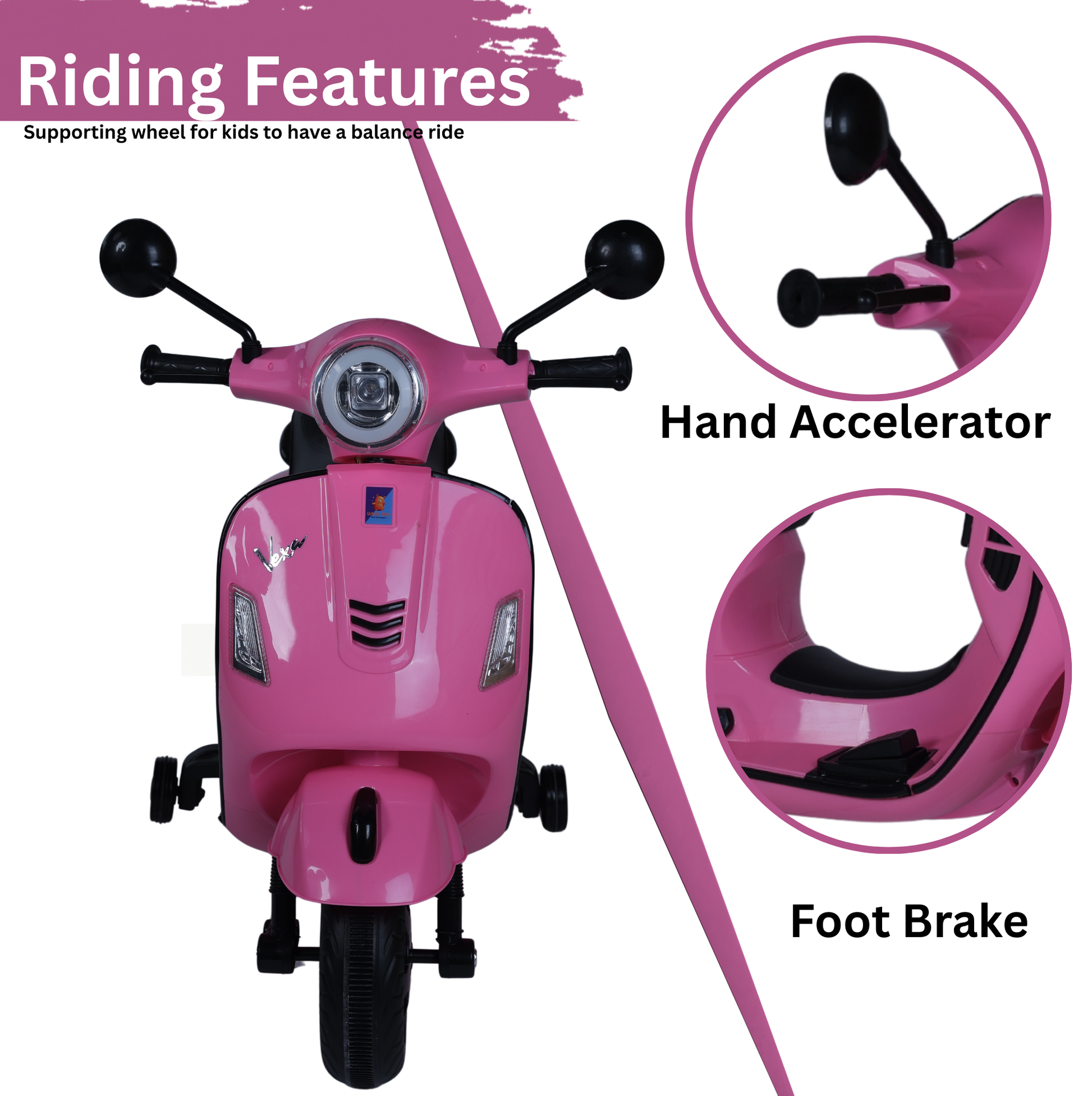 Keppz Electric Cartoon Ride-On Bike Red – Kids Toy with Music & Lights